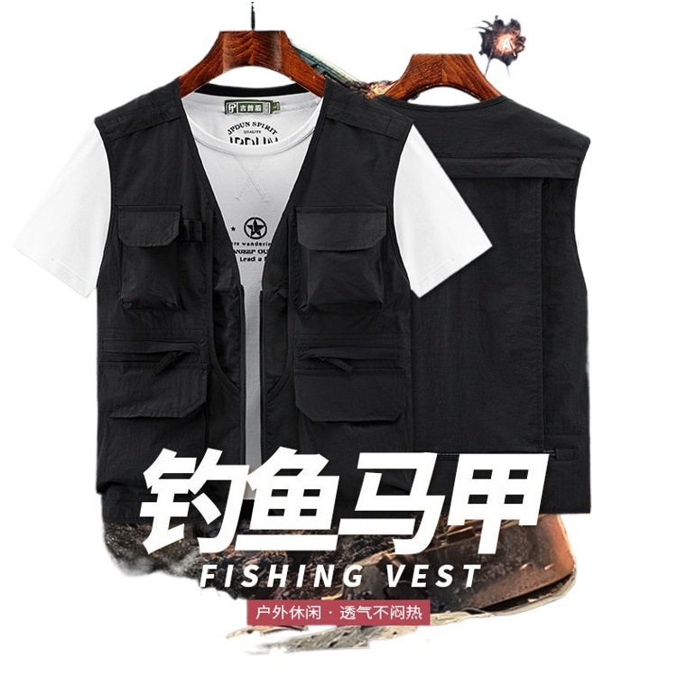 Ropa de trabajo de primavera y verano chaleco de herramientas de bolsillo múltiple delgado para hombres fotografía al aire libre chaleco de pesca malla transpirable chaleco velocidad