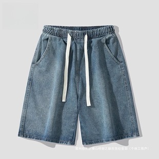 Men's Summer Thin Shorts American Straight-Leg Jeans Loose Casual Knee-Length Shorts