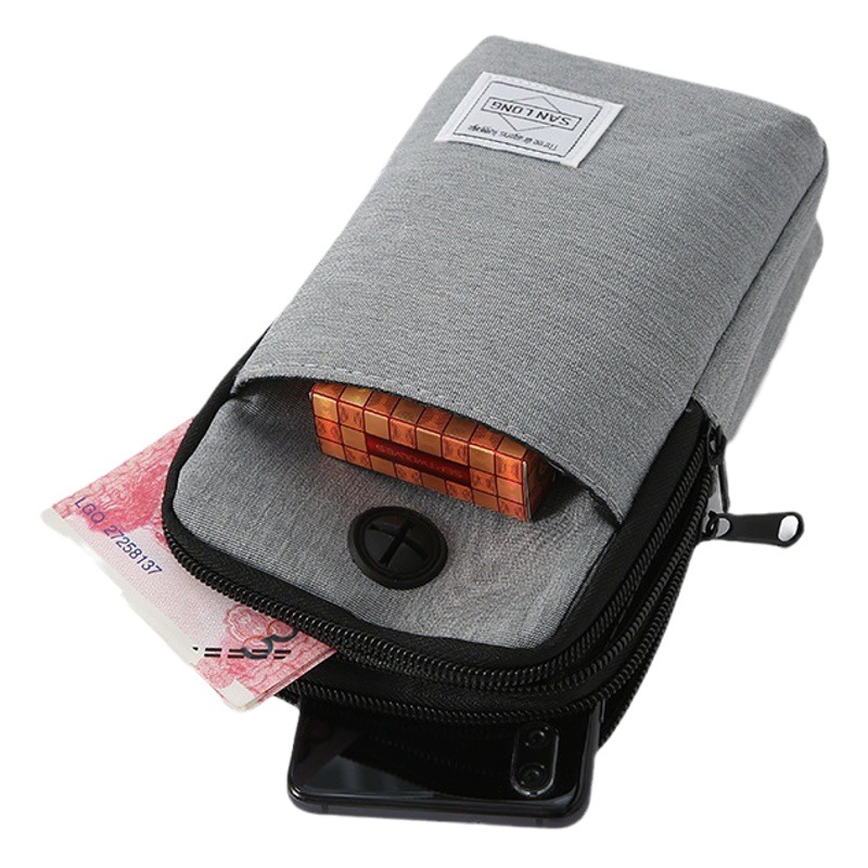 New mobile phone waist bag men's belt waist bag multi-functional vertical canvas bag middle-aged and elderly earphone hole mobile phone bag