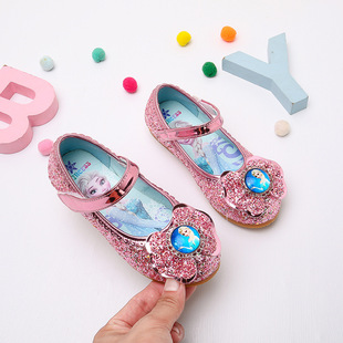 Girls Leather Shoes 2025 Spring and Autumn New Princess Aisha Shoes Soft Sole Little Girl Children's Shoes Crystal Shoes Single Shoes