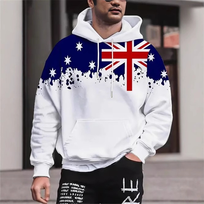 Transfronterizo 2025 nuevo estilo Amazon moda europea y americana casual patrón de estrella de cinco puntas suéter con capucha de manga larga MC15