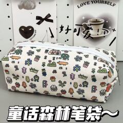 ins おとぎ話の森鉛筆バッグ高価値学生森スタイル大容量文具鉛筆バッグ化粧ポーチ収納袋