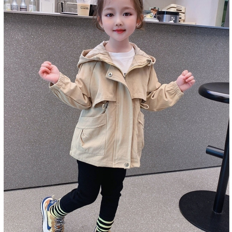 女童春秋夹克拉链外套2025新品服女孩韩版时尚中长款休闲风衣