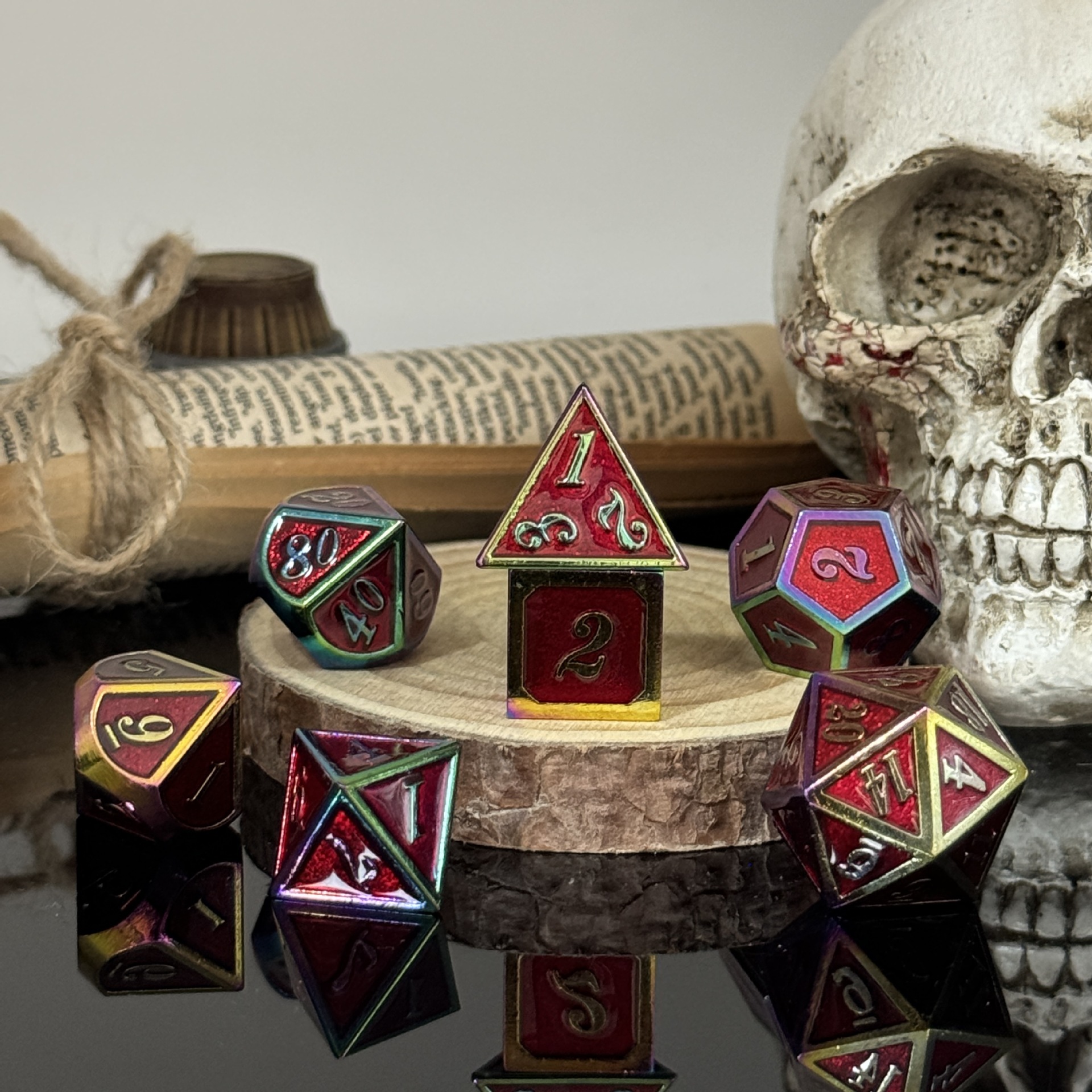 Dados de metal dnd dragón y mazmorras juego de mesa juego de dados sólidos trpg running ground poliedro cromado