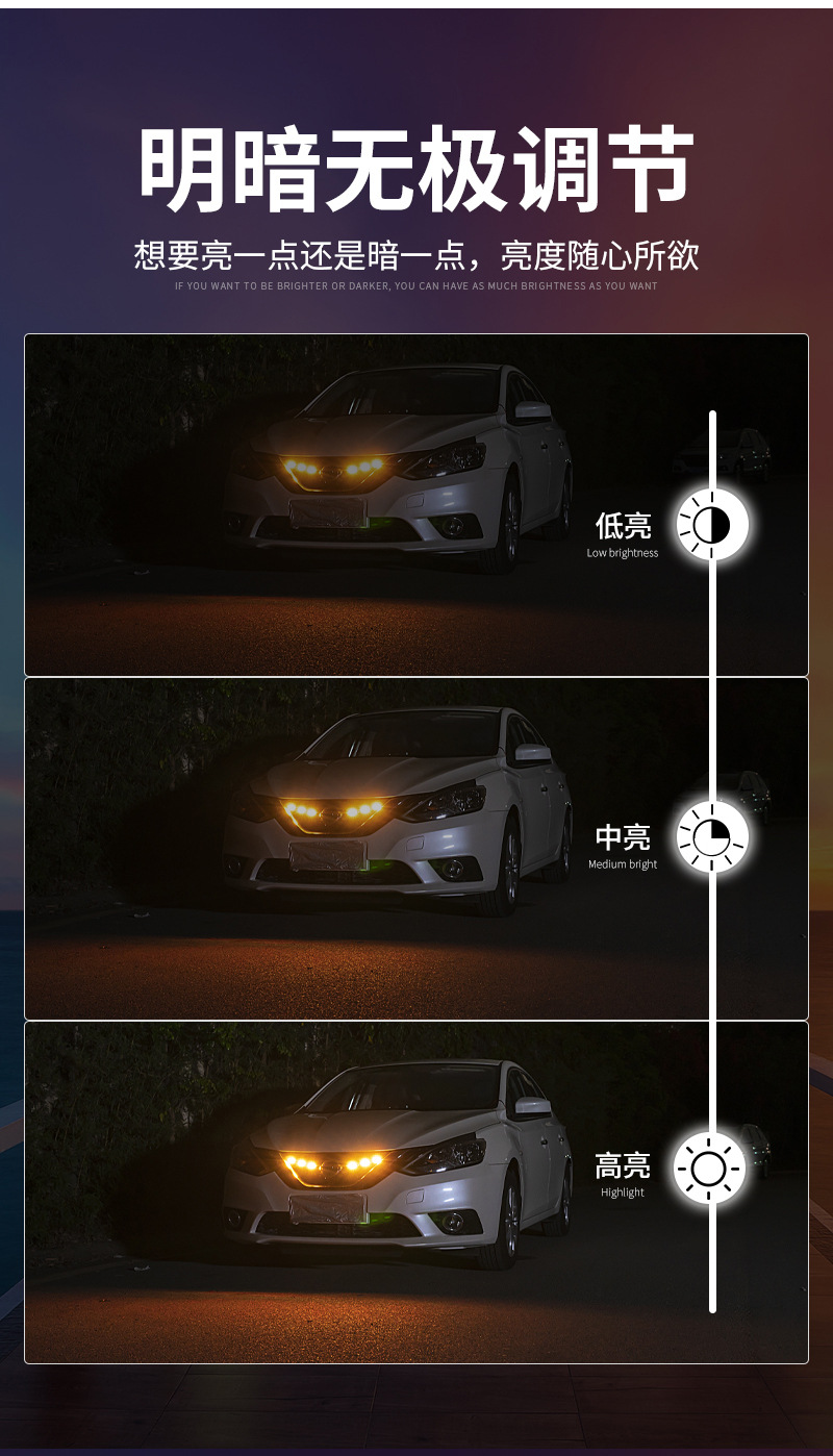 Car Grille Small Yellow Light Modification for Off-Road Vehicles, Colorful App Bluetooth Grille Light Modification, Led Decorative Light, Warning Light