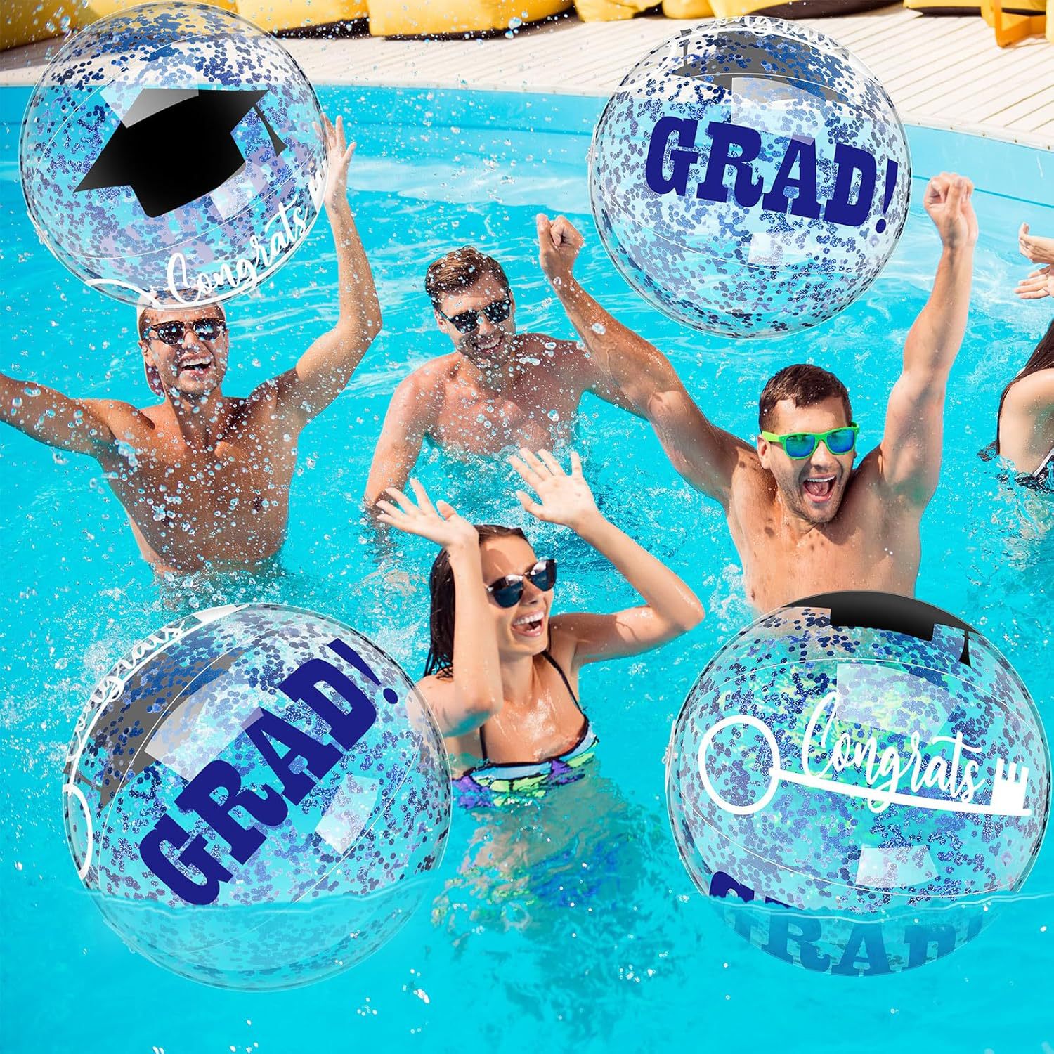 Graduation Inflatable Beach Ball Game Congrats Graduation Sign for Swimming Pool College Graduation Party Supplies