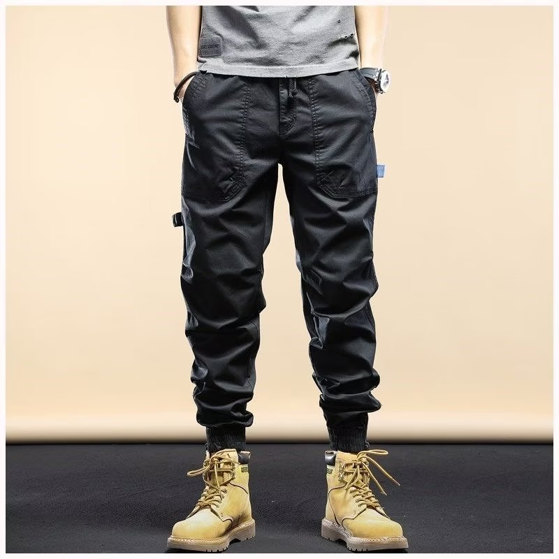 American Style Khaki Cargo Cool Spring Autumn New Trendy Men's Casual Loose Fit Jogger Pants_voghion.com
