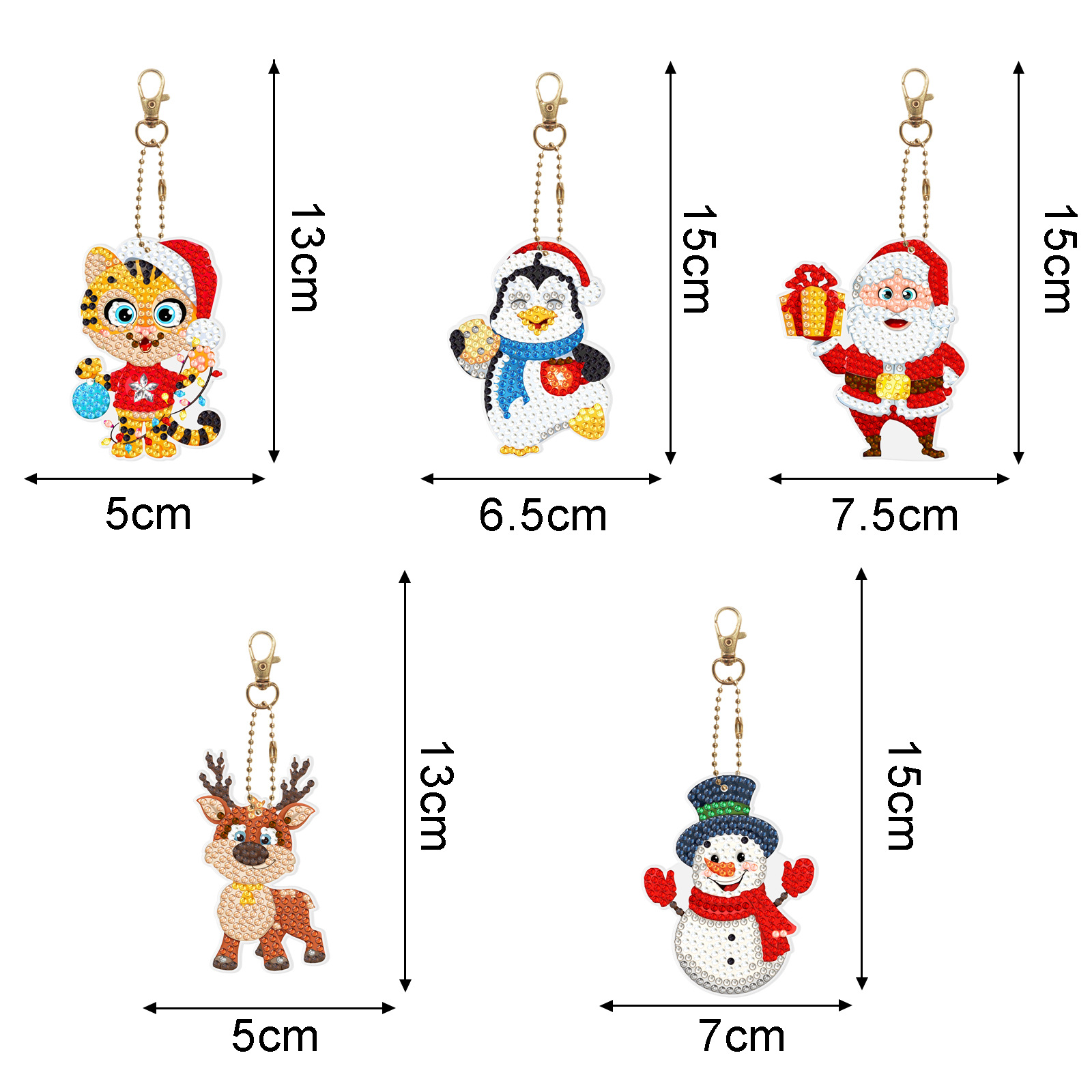 Accesorios para pintura de diamantes, bordado de diamantes de imitación DIY, llavero de animal lindo con diamantes de imitación de doble cara, colgante acrílico al por mayor