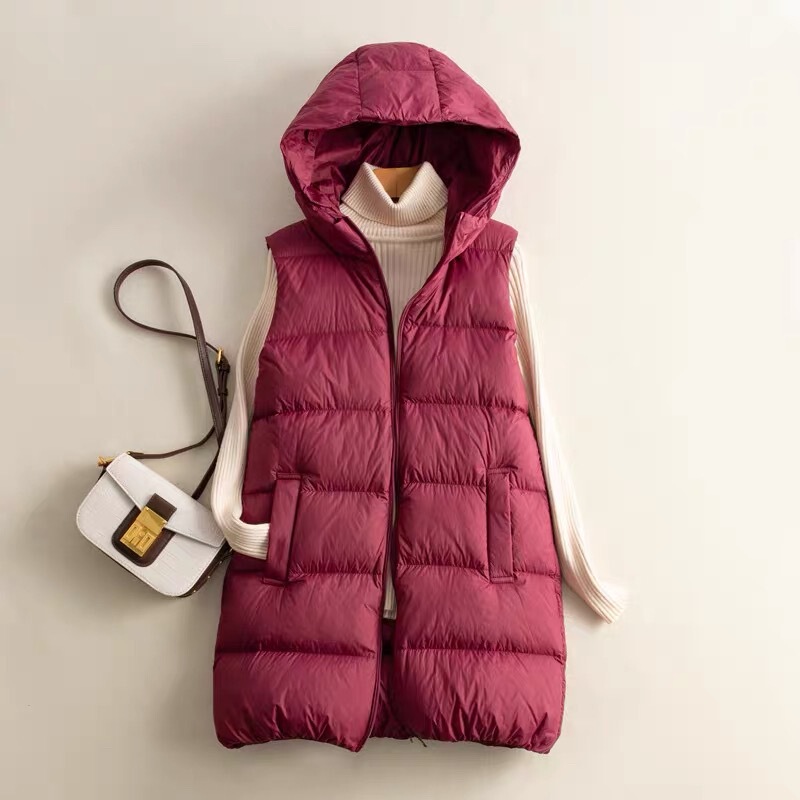 [Yichen] 24 Winter Pinghu Mid-Length down Vest White Duck down Vest Vest Large Size Loose down Vest
