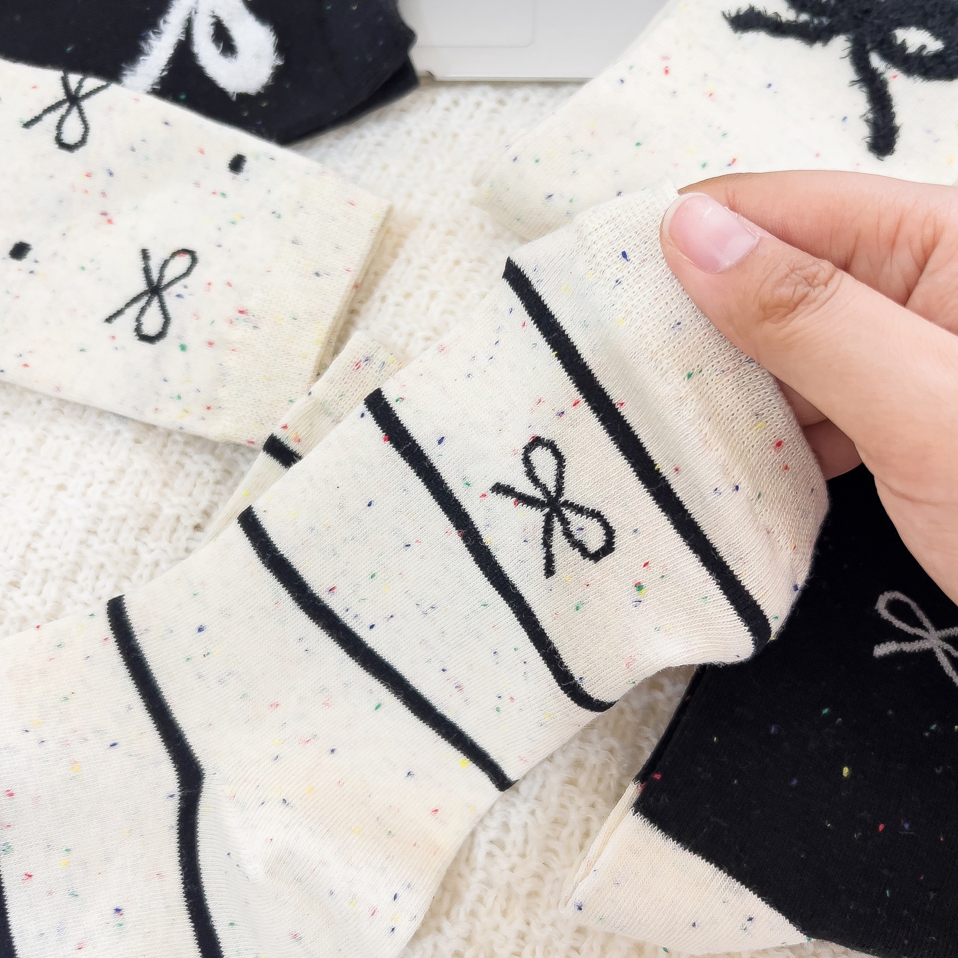 45g Weight Socks Classification Socks Lingerie Type Cotton Fabric Type A Pair Quantity Holiday Occasion Non-Slip Function Bow Knot Pattern Summer Season Women's Gender Sweet Style Sweet Women's Bow Knot Cotton Crew Socks A Pair 9