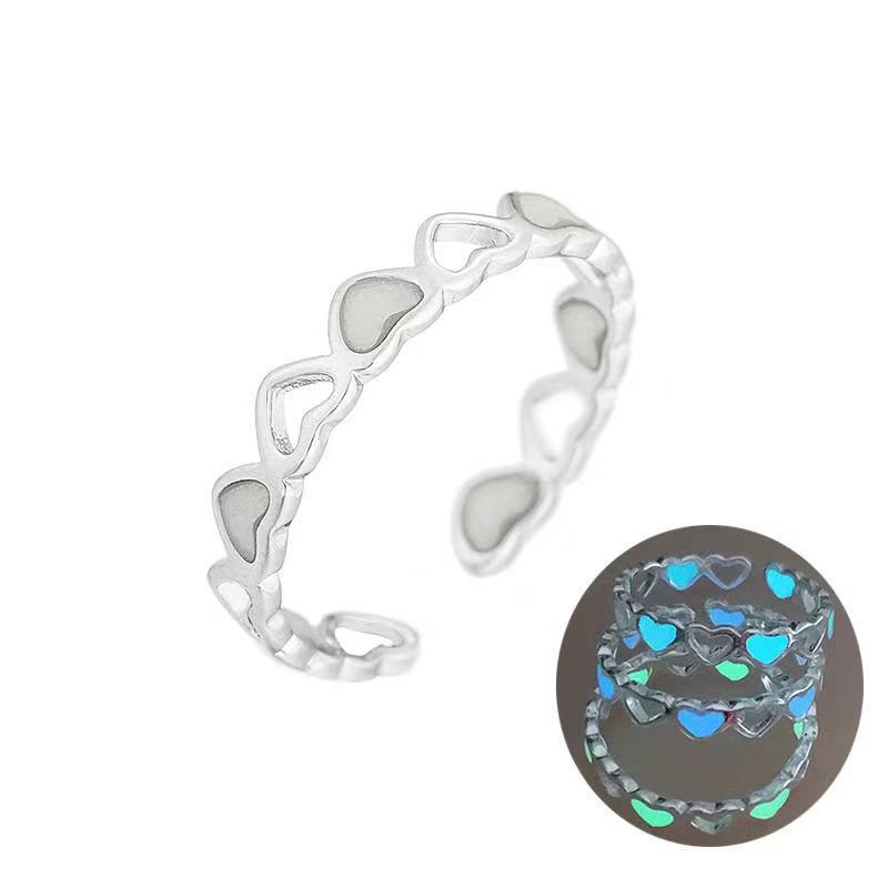 7g Weight Rings Classification Adjustable Ring Size 1 Piece Quantity Daily, Selfie Occasion Alloy Material Heart Shape Pattern Women's Gender Luminous, Plating, Hollow Out Design Cute, Simple Style Style Cute Simple Style Heart Shape Alloy Luminous Plating Hollow Out Women's Rings 4