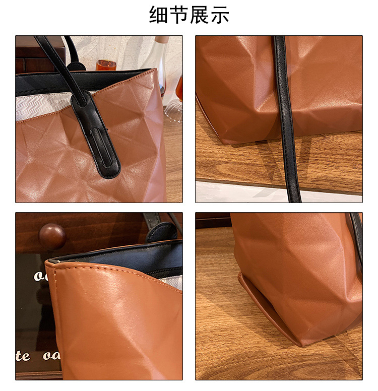 Large Bag Female Autumn And Winter Shoulder Female Bag Solid Color Rhombus Hand Bag display picture 18