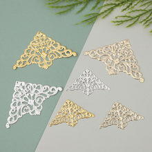 新款大小号镂空复古金属三角花片装饰喜糖盒配件diy手工材料批发