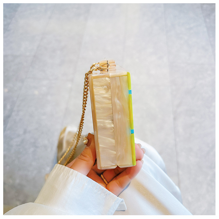 New cross-border foreign trade women's checkered acrylic bag, dinner bag, single-shoulder crossbody wedding and banquet clutch bag undefined