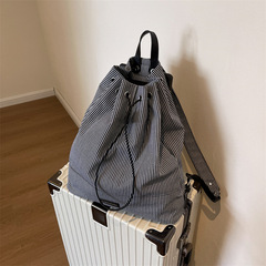 時尚休閒大容量包包女新款簡約質感雙肩包2023學生上課條紋斜挎包