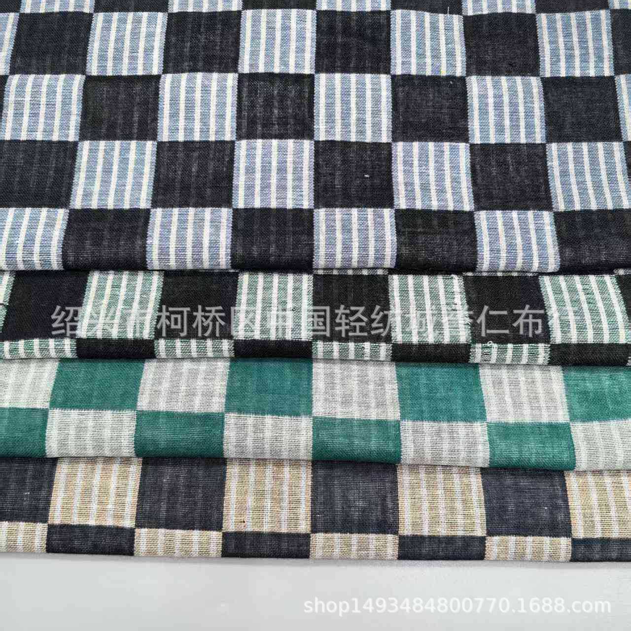 新款双层格子布料家居服衬衫格子布装饰布箱包帽子面料现货批发