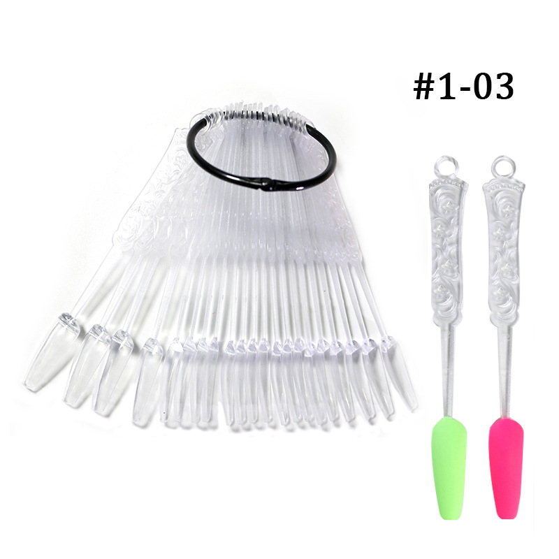 Placa de color de pantalla ZF 24 piezas de práctica de uñas pieza punta de uñas forma de abanico en forma de arco de flores tablero de exhibición de arte de uñas tarjeta de color