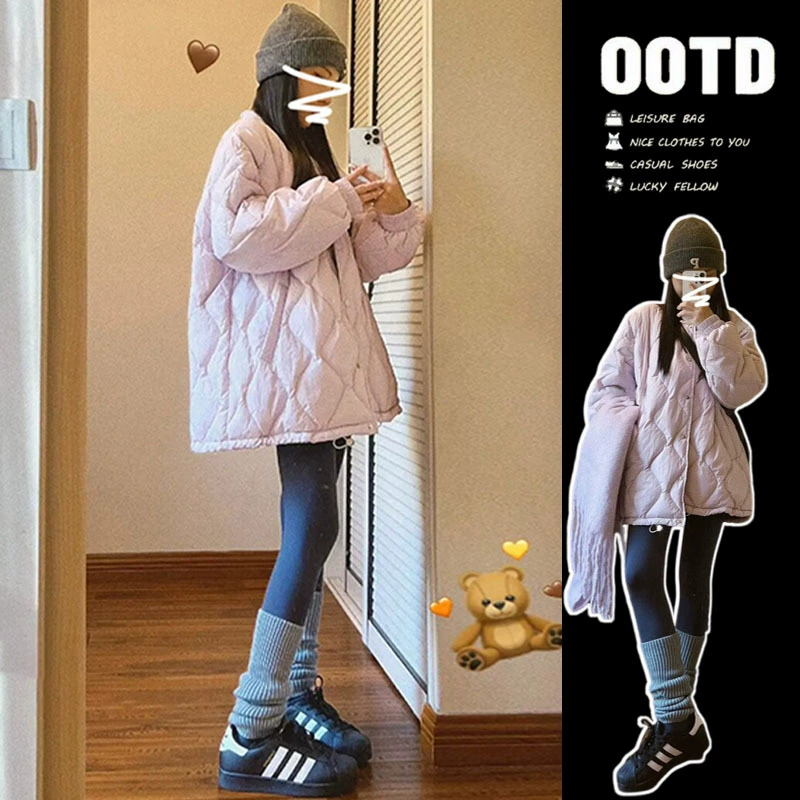 Розовая стеганая куртка для женщин, осень-зима 2025, новый стиль, утолщенное пальто, миниатюрная, в стиле Chanel.