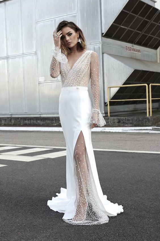 Vestido de Novia Sexy con Escote en V y Transparencias, Estilo Europeo y Americano, Nuevo para el Verano de 2025, Disponible en Amazon image 8