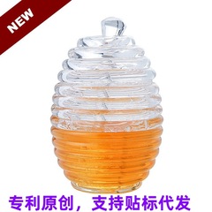 Honey jar with stirring stick, honey bottle, juice, jam jar, cross-border manufacturer, capacity 265ML, transparent 245g