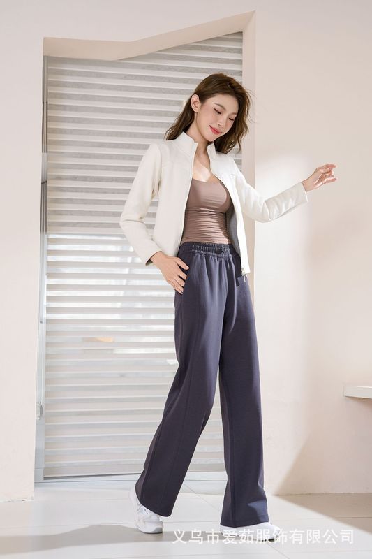 秋季新款曼巴棉瑜伽裤女高腰显瘦垂感百搭时尚休闲运动直筒长裤|undefined