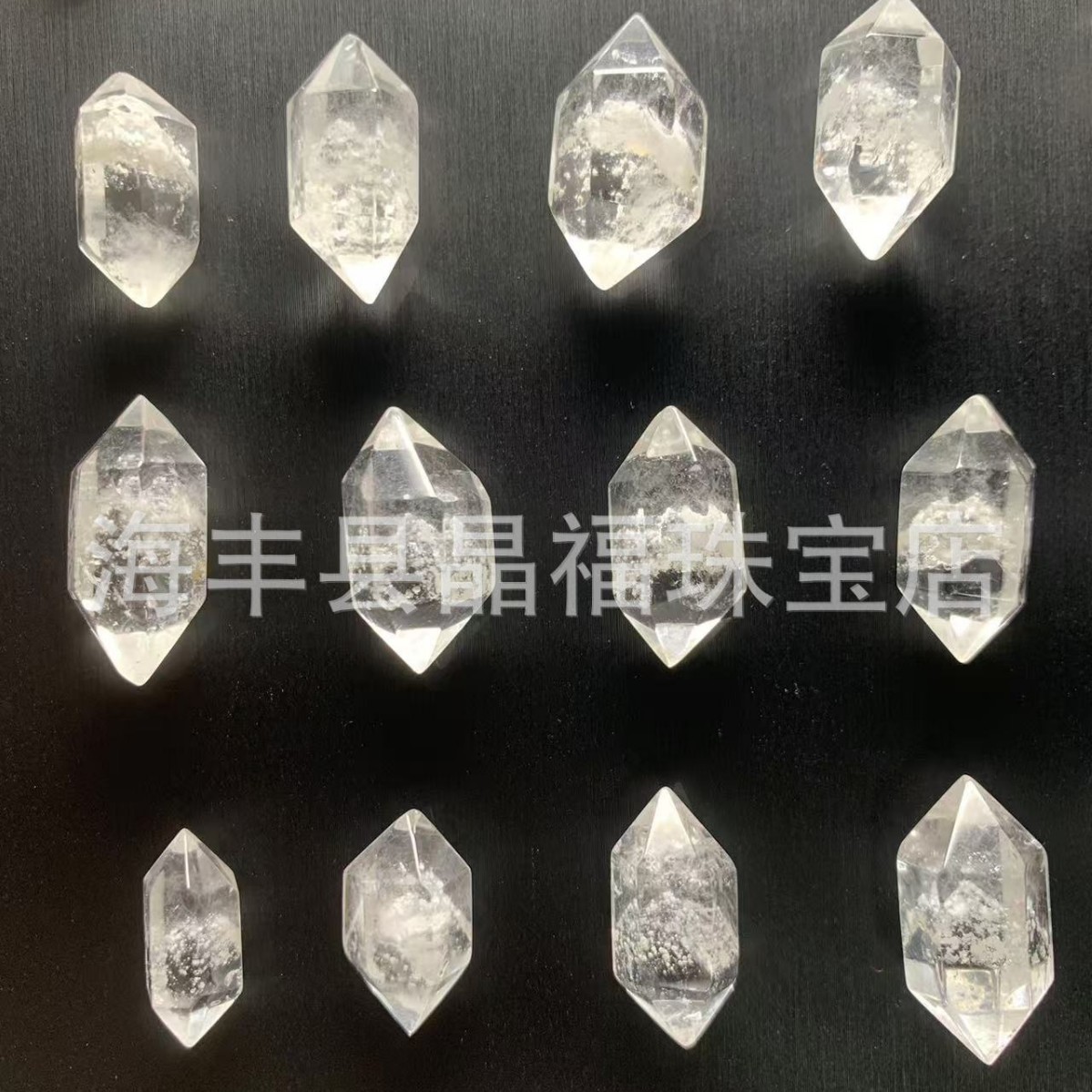 天然雪霜白幽霊カット双先裸石腰穴DIYアクセサリーファッション水晶部品ペンダント卸売り