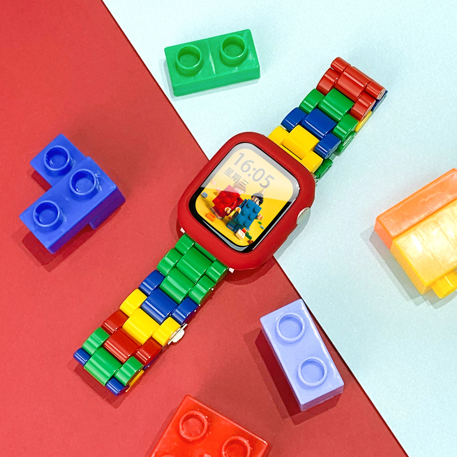 Suitable for Applewatch Strap Lego Color Matching Resin iWatch Strap Summer New Apple Watch Strap