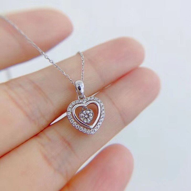 heartshaped sweet hollow pendant female Valentines Day gift sweater copper chainpicture1