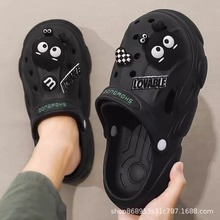 2025新款夏季外穿洞洞鞋男款厚底防滑防臭海边沙滩包头半拖鞋男士