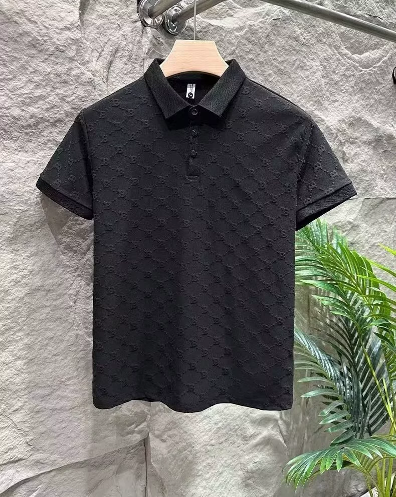 Летнее модное поло, футболка, Slim Fit, с коротким рукавом, воротник стойка