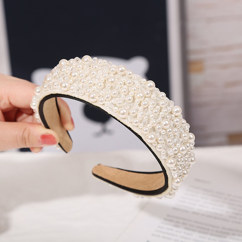 Fábrica de perlas transfronterizas venta directa al por mayor Europeos y Estados Unidos tocadillos retró tocadillos de cabello lujoso ligero tocadillos de cabello banda de baile