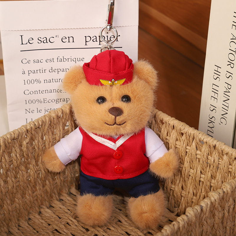 2025 nuevo uniforme de oso fuego cielo azul rescate colgante Teddy bear muñeca juguete de peluche publicidad llavero