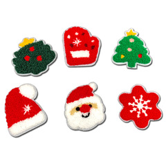 国境を越えた新しいバックゴムクリスマスセットタオル刺繍雪花手袋帽子刺繍ラベル布に毛刺繍章を貼る