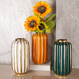 Simple Entry Luxury Electroplated Ceramic Vase Nordic Style Living Room TV Cabinet Advanced Sense Flower Arrangement Dining Table Ornaments