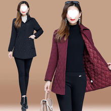 秋冬新款轻薄棉衣外套中年女装拨款棉服中长款洋气宽松加棉上衣女