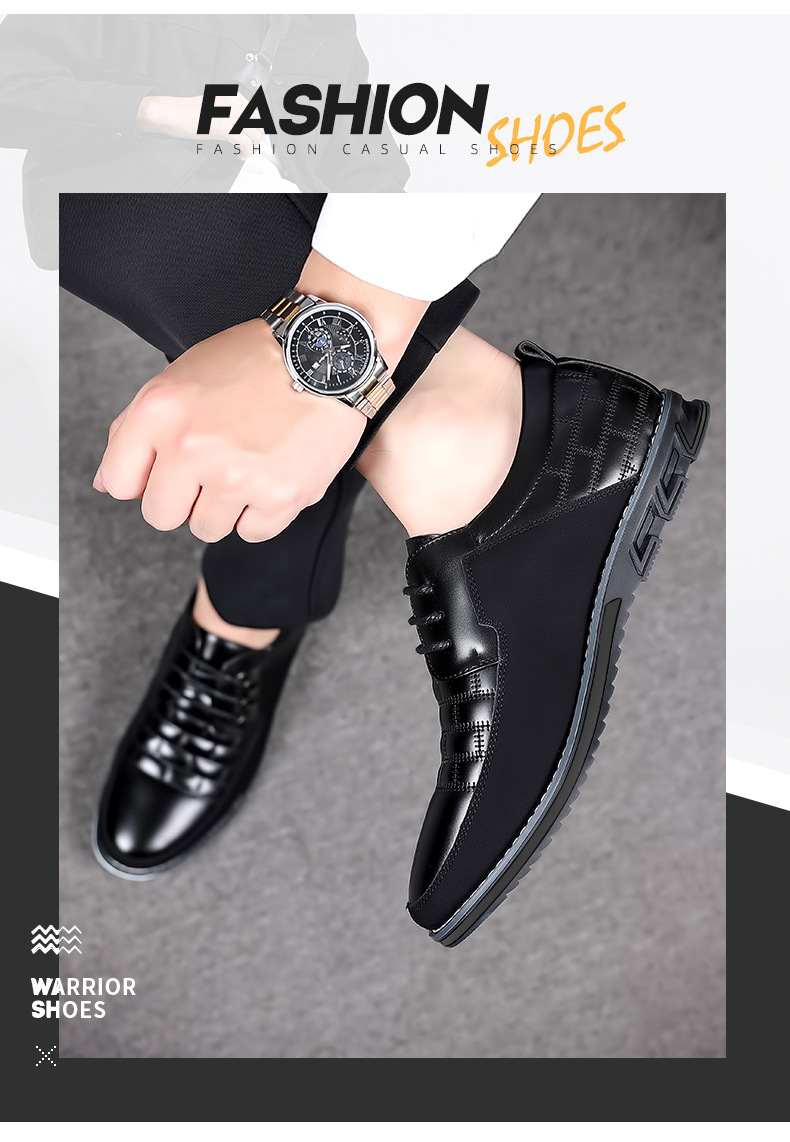 Men's round head men's casual shoes front lace-up casual shoes flat casual men's shoes_vogvips.com