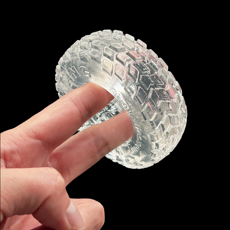 Super Large Penis Exerciser Weight Ring, Male Lock Ring, Black Transparent TPE — detail image 6
