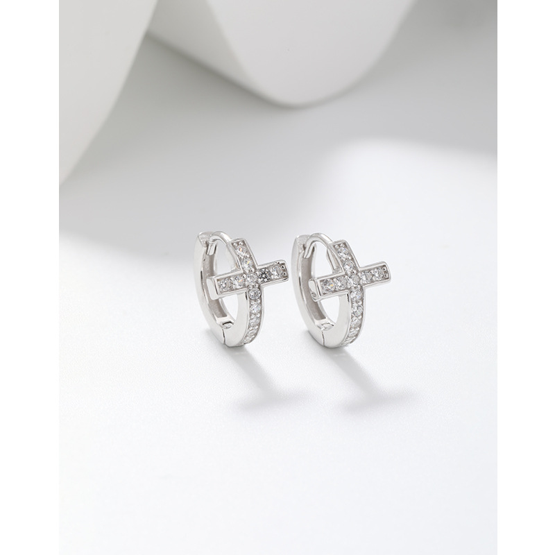 Europa y los Estados Unidos transfronterizos joyas de pendientes de círculo 925 pendientes de plata esterlina personalidad femenina pendientes de diamantes de hip hop para hombres