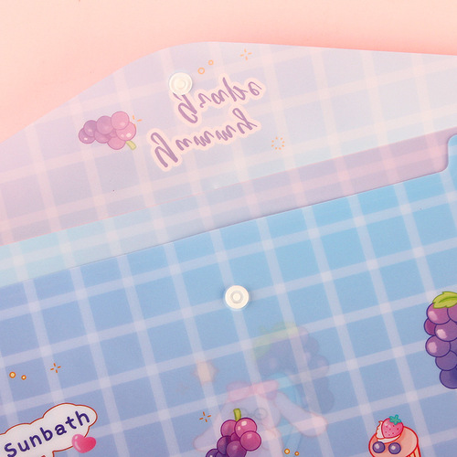 Cute Korean small fresh a4 file bag snap button large capacity student storage test paper stationery cartoon information bag