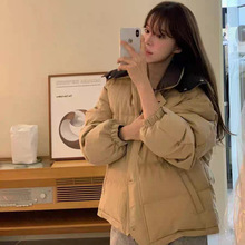 现H2025冬季新韩国东大门OB*ET宽松连帽拉链两面穿鹅绒羽绒服外套