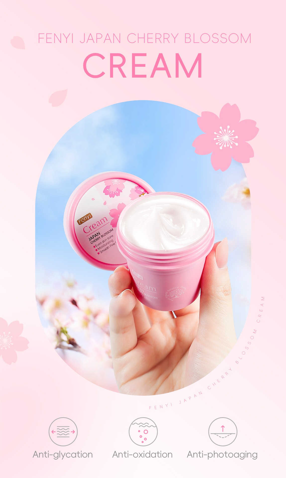 FENYI Cherry Blossom Essence Cream 40g, Autumn and Winter Moisturizing, Hydrating and Nourishing, in stock from the manufacturer Application Scenario