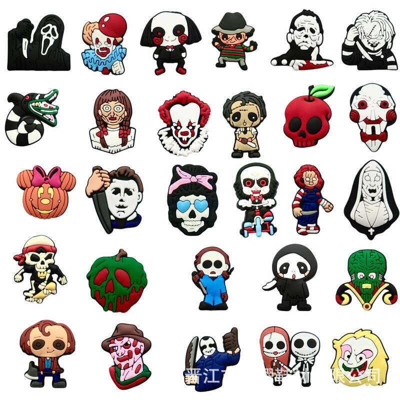 Halloween Pre-Night Theme Clogs Shoe Flower Shoe Buckles Pvc Soft Rubber Shoe Accessories Decorative Buckles Ready for Sale