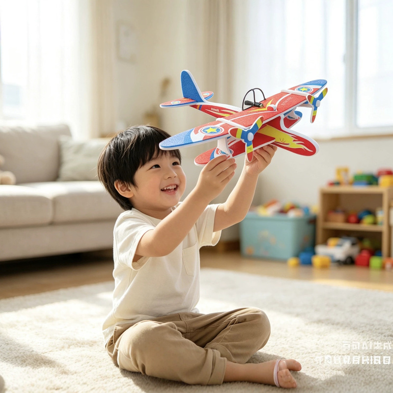 Fall-Resistant Rotary Biplane Glider USB Charging Foam Airplane Toy Kidsren's Outdoor Assembled Aviation Model Aircraft