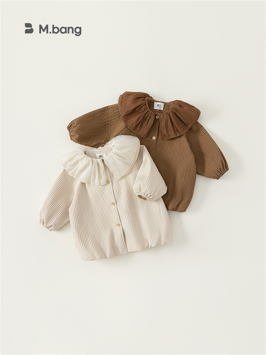 Babycity bebé niña primavera Top hoja de loto collar de la muñeca de encaje Niña de manga larga Chaqueta de punto CY23025