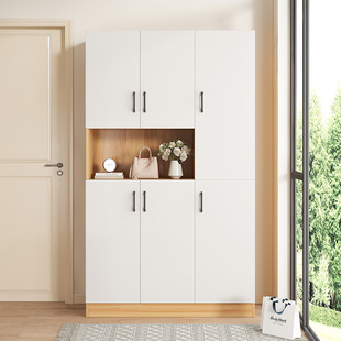 Solid Wood Wardrobe Home 4 Doors 6 Doors Wardrobe Pastoral Style Large Capacity with Cabinet Door Space-saving Wall Storage