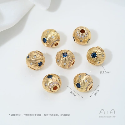 Wholesale Spacer Beads 14K Gold-Plated Color-Preserving Zircon-Inlaid Large-Hole Round Beads DIY Bracelet Necklace Materials String Crystal Pearl Barrel Beads (Zərgərlik ara hissələri) - z452-1-type-a-14k-gold-bag-1-piece