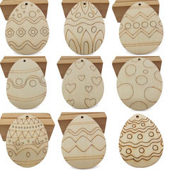 Easter Wood Slice Pendant Home Decor Small Wooden Egg Children Hand-painted DIY Wood Slice Baby Drawing