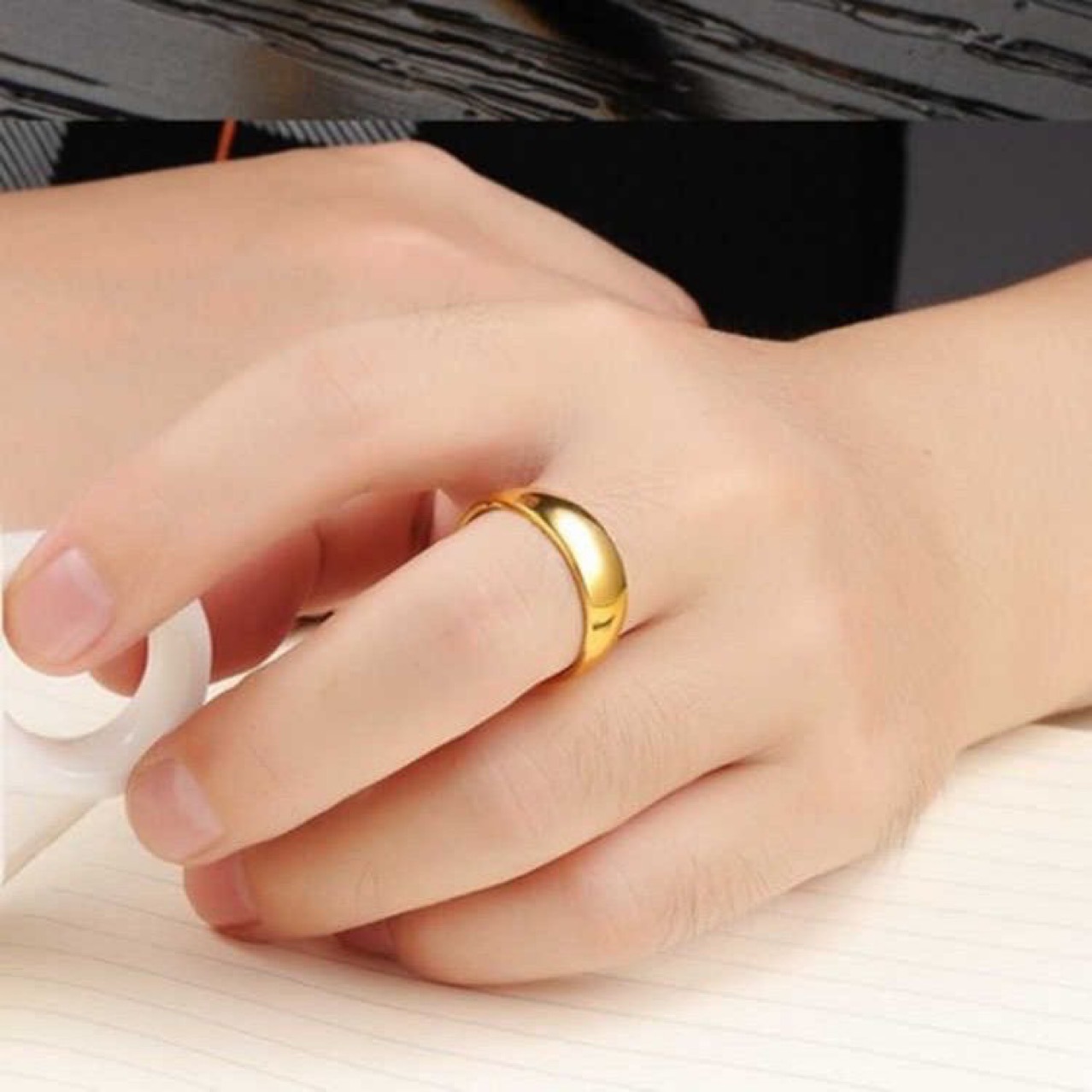 Eleganter Vietnamesischer Klassischer Ring Aus Mattem Gold_voghion.com