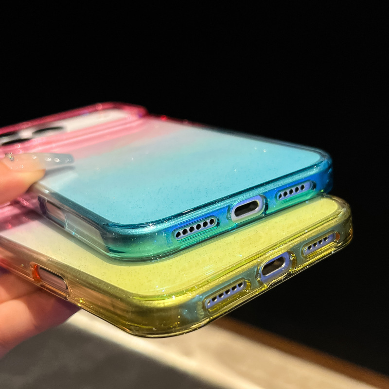 适用iPhone17Promax渐变手机壳苹果16Pro闪粉透明三星S25Ultra壳|undefined