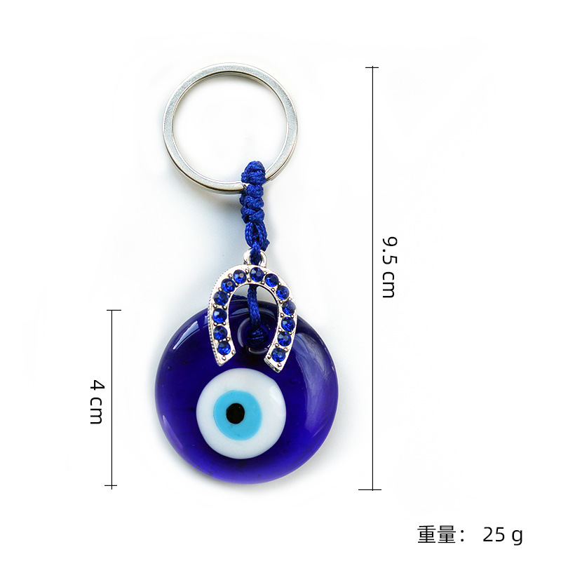 Cruz De La Frontera estilo turco griego ojos azules colgante llavero colgante de diamante incrustado ojo oblicuo joyería del ojo del diablo al por mayor